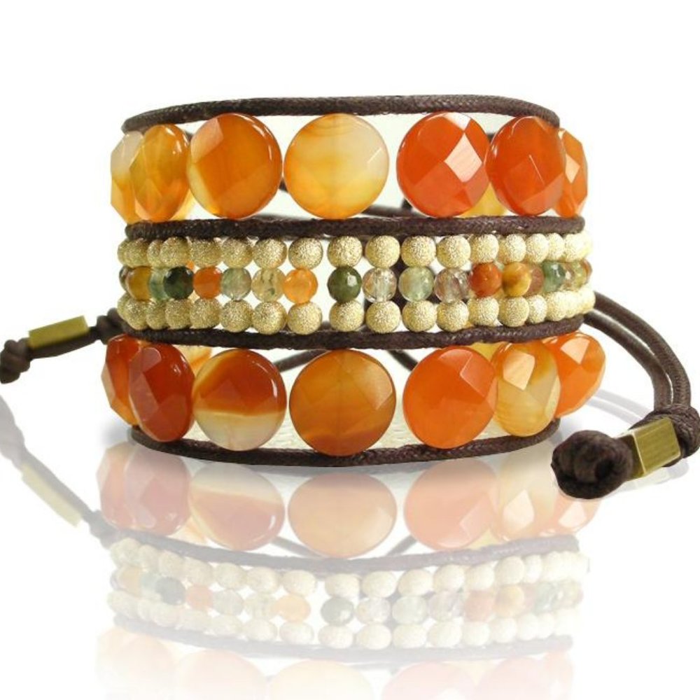 NWT Stunning Handcrafted Gemstone Carnelian Quartz Bracelet PATRICIA CANDIDO